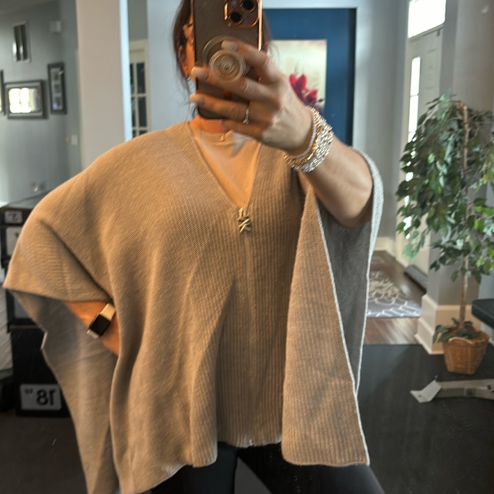Michael Kors, poncho, gray, one size